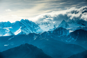 view of the Tatra Mountains, sunny spring day
