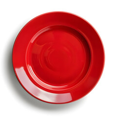 Red Dinner plate top view mock up isolated on white background