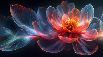 Fototapeta premium Stunning abstract flower design, blending bright colors and delicate lines, offering a visually appealing and artistic look.