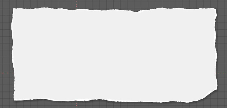 White paper strip with torn edges and soft shadow is on squared background for text, notes or ad.