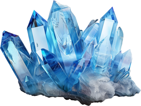 blue crystal clear crystal isolated on transparent background