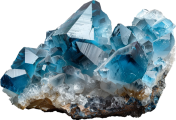 blue crystal mineral isolated on transparent background