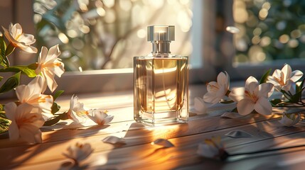 Mockup perfume product photography luxury minimal style background, advertising poster and wallpaper or banner