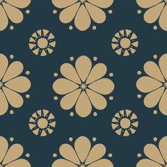 Flower seamless pattern yellow tone and ocean background set 7 number  12
