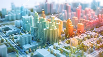 Obraz premium A digital twin of a city used for urban planning and simulation, generative AI
