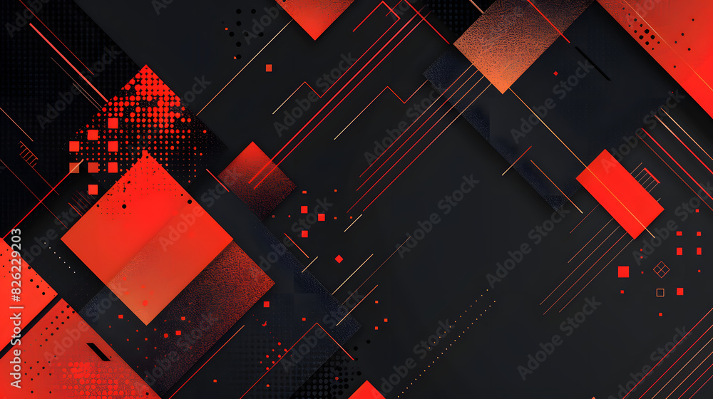 Poster craft a vector background featuring abstract geometric shapes in black and red, strategically design