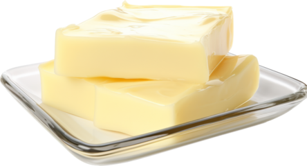 tray of butter isolated on white or transparent background,transparency 