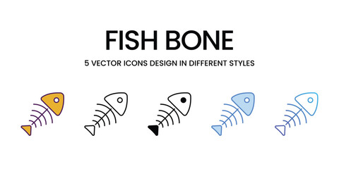 Fish Bone icons vector set stock illustration.