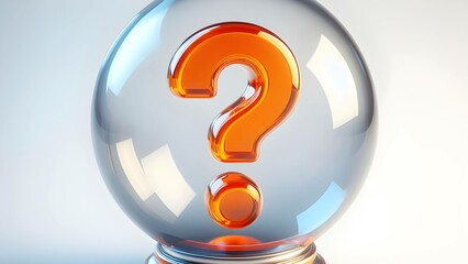 3d render of orange glass model of question mark symbol