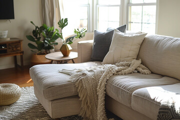 White interior design with sofa generated.AI
