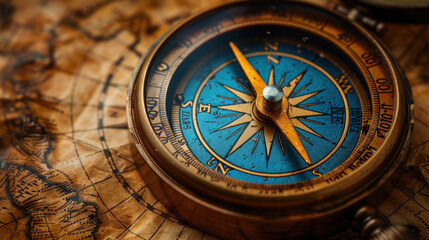 A map with blue and gold hues, representing organizational goals, objectives, and the quest for true north.