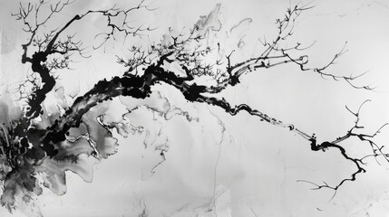 Monochrome Chinese Ink Art on Marble