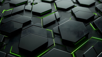 Abstract metallic green lines black cyber geometric lines