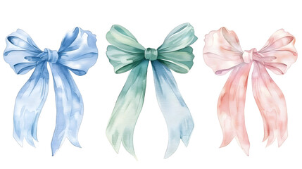 Watercolour illustration of bowties in pastel colours