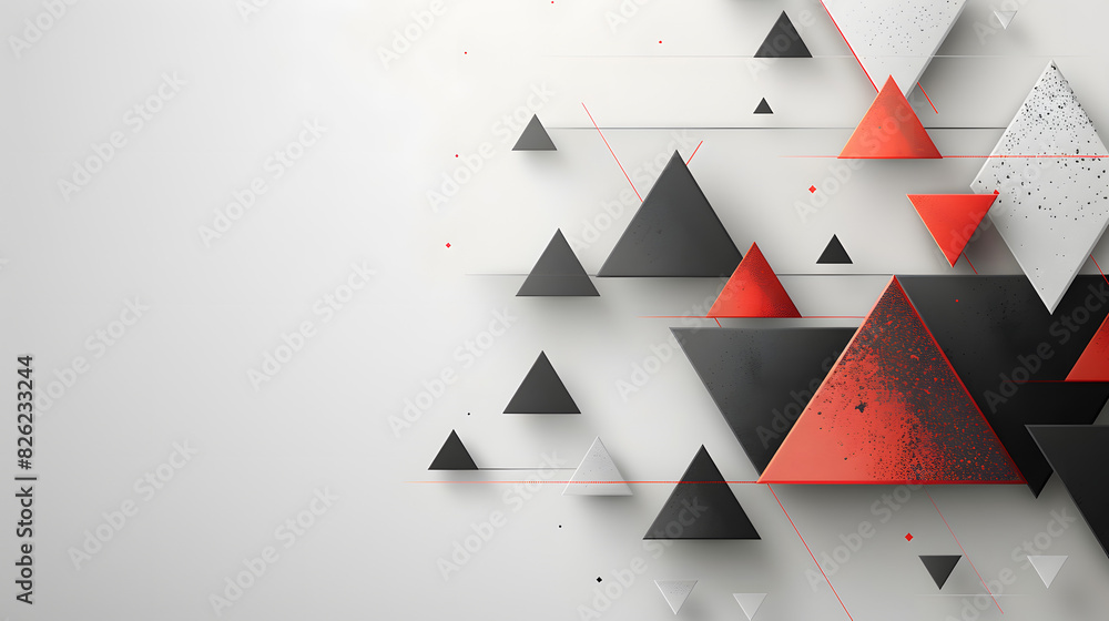 Poster abstract black and red geometric triangles corporate concept with text space on white background abs