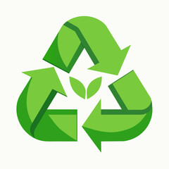 Obraz premium Green recycling symbol with arrows and leaf, showing ecofriendliness