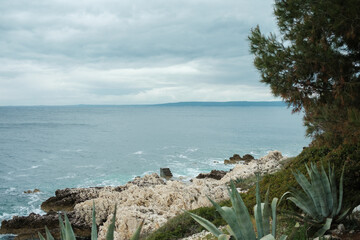 View on a beach on coast of island, Croatia