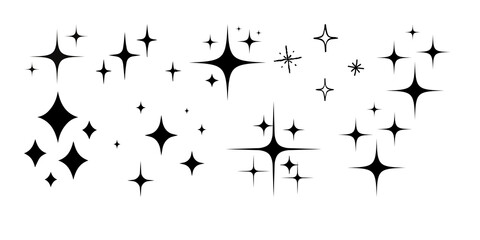 Black Starburst Scatter on Transparent Background - Vector - Sparkling Stars Illustration