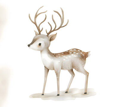 Watercolour baby raindeer illustration