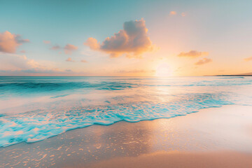 水平線に沈む夕陽と海の風景/Scenery of the Setting Sun and the Sea at the Horizon/Szenerie der untergehenden Sonne und des Meeres am Horizont