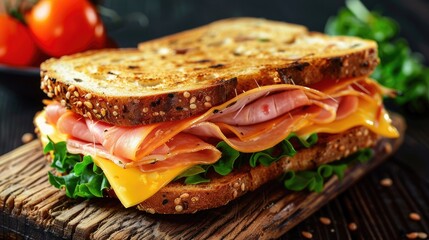 Tasty ham and cheese sandwich