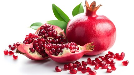 Ripe Pomegranates on White Background