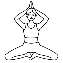 A woman sitting in lotus position with folded hands in prayer