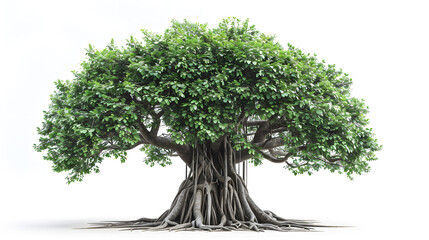 Banyan green tree isolated on a white background