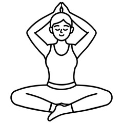 Woman meditating in lotus position, illustrating body parts and features