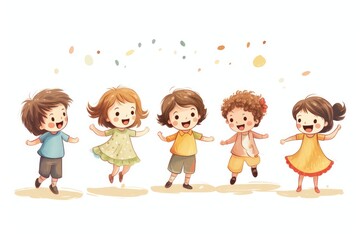happy group of children dancing and having fun
