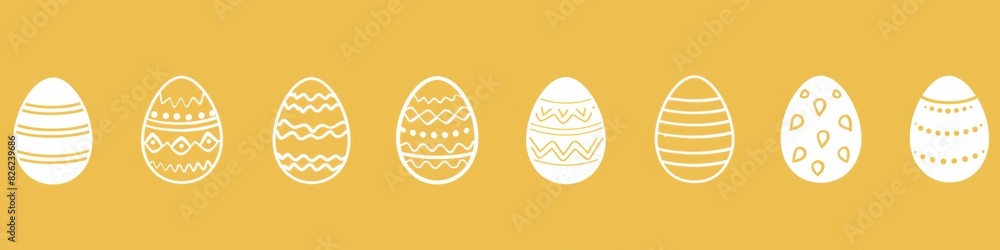Wall mural web banner. vector illustration of easter eggs with various colors and pattern designs.