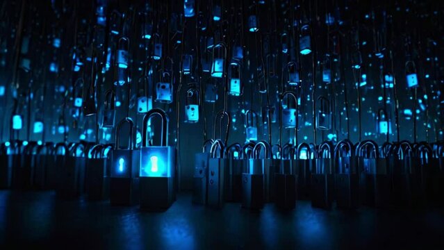 Digital wallet concept for secure online payments. Lock icon for cybersecurity. High-speed connections and data analysis protect digital data networks. Binary code technology network enhances overall 