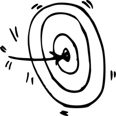 Target Graduation concept doodle icon. Perfect for university, school poster, flyer, web, textile design. Vector illustration. 