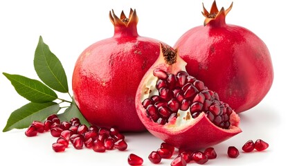 Ripe Pomegranates on White Background