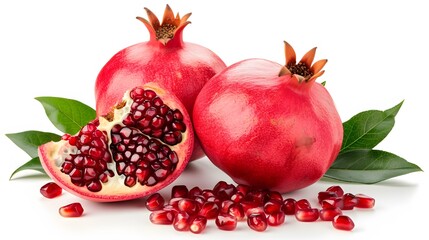 Ripe Pomegranates on White Background