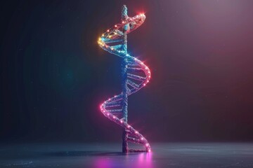 A spiraled DNA model under spotlight, showcasing the elegance and complexity of genetic structures