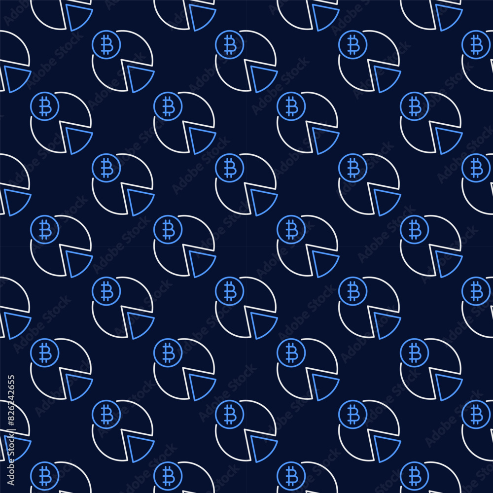 Poster bitcoin pie chart vector crypto currency seamless pattern in thin line style