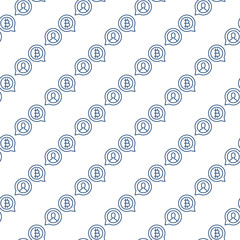 Bitcoin P2P vector Crypto Currency in Speech Bubble seamless pattern in thin line style