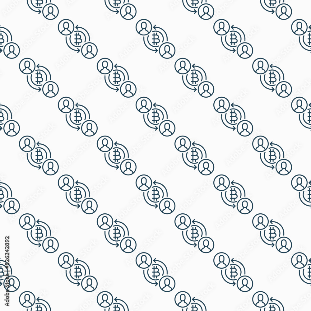 Poster cryptocurrency payment vector bitcoin crypto thin line seamless pattern