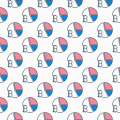 Pie Chart with Bitcoin sign vector Crypto colored seamless pattern