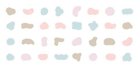 Material set of loose hand-drawn circles and ovals in natural colors