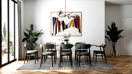 A beautiful dinning furniture set chair table room.