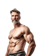 Fototapeta premium Muscular Bearded Man Posing Shirtless with Determined Expression