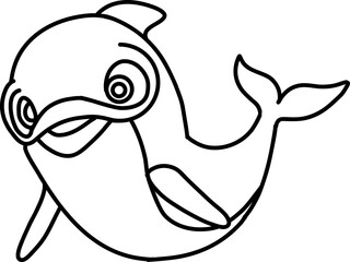 Hand drawn dolphin. Outline