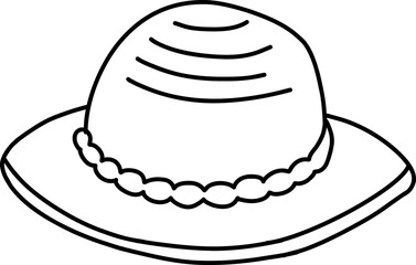 Hand drawn beach hat. Outline