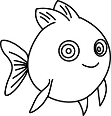 Hand drawn fish. Outline