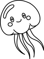 Fototapeta premium Hand drawn jellyfish. Outline