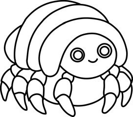 Hand drawn hermit crab. Outline