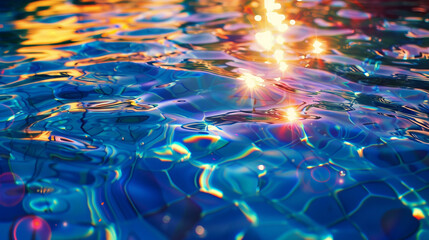 glare of light on the water in the pool close-up