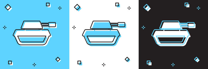 Set Military tank icon isolated on blue and white, black background. Vector